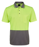 ADULTS Hi Vis Non Cuff Traditional Polo - Lime Range - 6HVNC